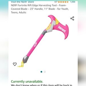 Nerf Fornite foam and plastic axe